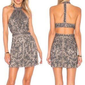 NBD Revolve Gabriella Sequin Cut Out Mini Dress in Gray
